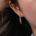 E B belle Official Store Stainless Steel Jewelry Dainty Safety Pin Pearl Earring For Girl 18k Gold Plated Fashion Earring. 