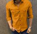Mustard Yellow Double Pocket Casual Shirt. 