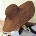 Hawaiian Style Summer Hat Solid Color Straw Sun Cap UPF 50 Straw Hat For Women Roll Up Floppy Hat For Summer Women's Wide Brim Sun Hat. 