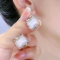 【Highly recommended】LuxuryClassy Square Cat’s Eye Earrings 2025 Silver Needle Elegant Earrings Women [Top-notch quality]. 