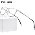 FONEX Titanium Glasses for Men Square Eyewear New Male Full Optical Tiktok Teenager Korean Style Eyeglasses Frames Singapore Branded F85641. 