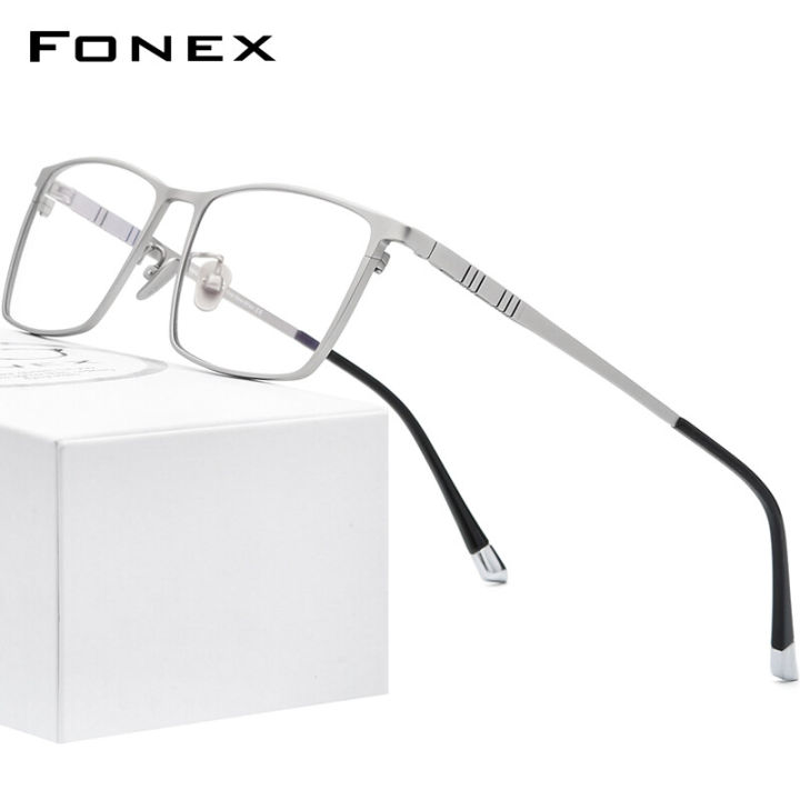 FONEX Titanium Glasses for Men Square Eyewear New Male Full Optical Tiktok Teenager Korean Style Eyeglasses Frames Singapore Branded F85641