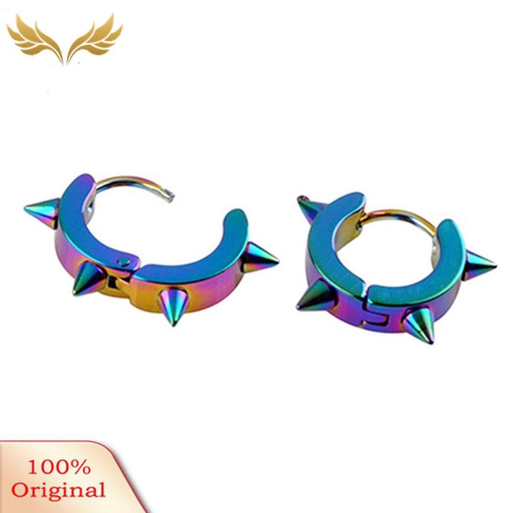 Uni Titanium Steel Punk Rivet Ear Studs Spike Hoop Huggie Piercing ...