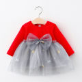 New Autumn olid Color Korean Edition Girl' Prince Dre 1-3 Year Old Children' Long leeve pliced Meh Dre Children' Clothing Cute weet Beauty Baby. 