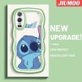 JIUMOO For VIVO Y76 5G Y76s Y74s 5G Case Cute Stitch Pattern Wave Border Soft Shockproof Abrasion Resistant Phone Cases Transparent TPU Silica Gel Camera Lens Protective Cover. 