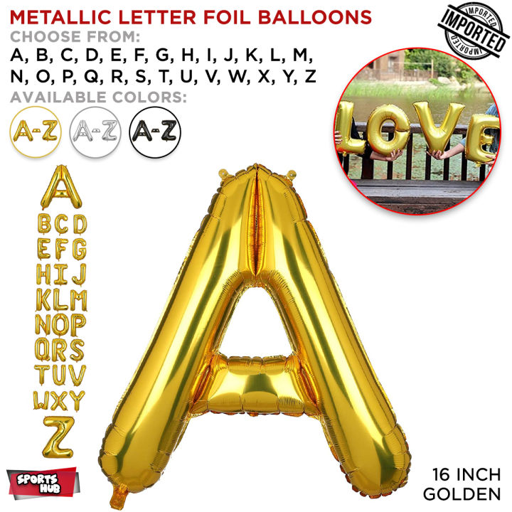 Metallic Foil Balloon 16" Inch Customize Gold, Silver, Black Alphabet Letter ABC Balloons, Aluminum Hanging Foil Film Baloon for Wedding, Birthday Party Decoration, Bridal Shower, Baby Shower, Anniversary Banner Air Ballon