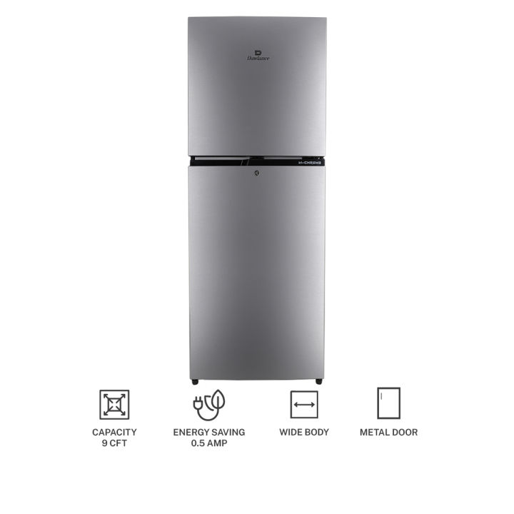 Dawlance Refrigerator 9149 M-Chrome/Metallic Silver/9 CFT/12 Years Warranty/Small/Fridge/Freezer