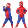 Spiderman Costume for Kids Age 3-4 Years Red & Blue Polyester. 