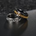 Men Rings Fashion Stainless Steel Stress Relieving Movable Chain Ring. 