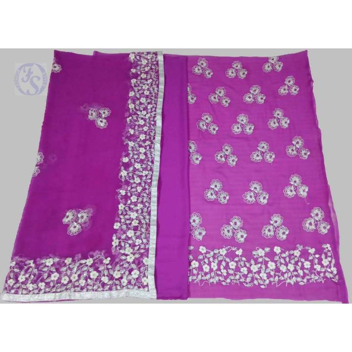 Very Pretty Pure Chiffon Phalsa Colour 4 Pieces Suit