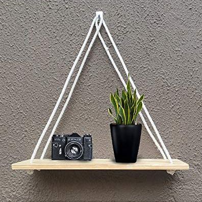 Wall Hanging Shelf, 1 Real Pine Wood Floating Shelves for Wall Shelves Plant Shelf -Wood Hanging Shelf
