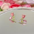 Alloy Pink Earrings Feminine Charm 1.8*1.4cm Tulip Earrings  Studs for Casual Outings Formal Events Young Adults Gift Option Accessory Collection. 