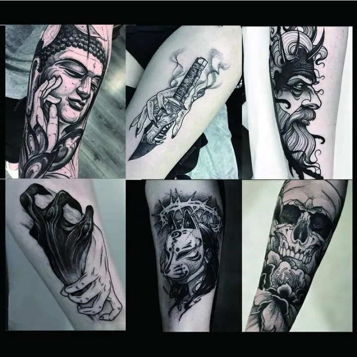 Itim%20na%20Naka-istilong%203D%20Bagong%20Man's%20Half%20Sleeve%20Arm%20Temporary%20Totem%20Tattoo%20Stickers%20Mechanical%20Body%20Art%20Tatoos%20para%20sa%20Boys%20Mens%20Armband%20-%20Image%205