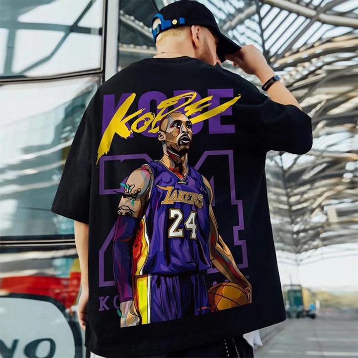 Yfashion Men Summer Loose T-shirt Los Angeles Lakers Kobe Printing Tops Large Size Short Sleeves T-shirt color