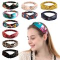 Pack of 2 Women Autumn Polyester Cotton Headband Vintage Cross Knot Elastic Hair Bands Soft Print Plaid Girls Hairband Hair Accessories. 
