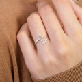Trendy Initial Alphabet Letter Ring A-Z | Women's Silver Plated Adjustable Zircon Ring | Name Challa. 