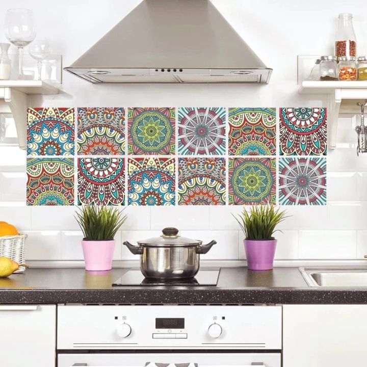 Premium Mosaic Self Adhesive Wallpaper Sticker, PVC 2D Waterproof Oilproof Ceramic Tiles Stickers Toilet Tile Wall Paper Wall Tiles 8"x8" (6 Sheets)