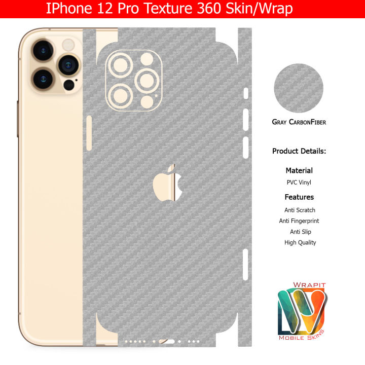 IPhone%2012%20Pro%20Skin/Wrap%20360%20Protection%20Carbon%20fiber/%20Matte/%20Transparent/%20Leather%20Back%20And%20Sides%20Included%20Camera%20Skin%20-%20Image%202