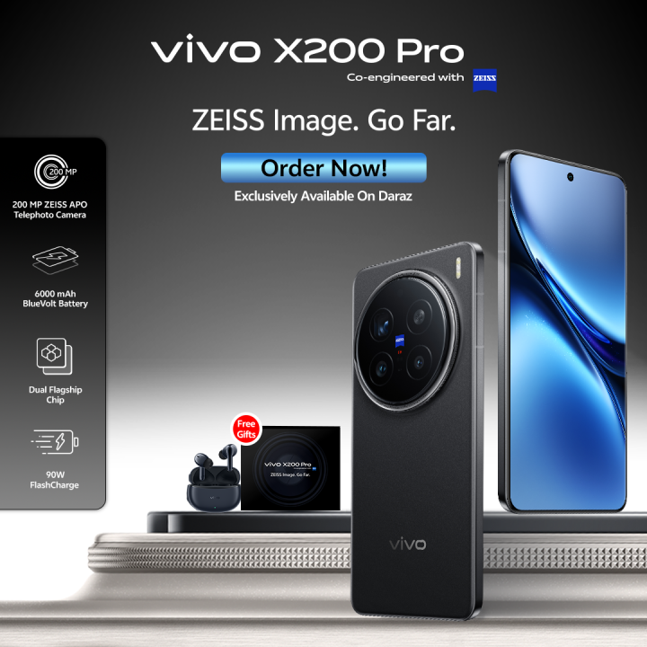 vivo X200 Pro - 16GB - 512GB - 200+50+50MP Rear Camera - 6000mAh Battery - Wireless Charger
