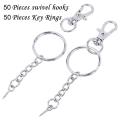 50 Pieces Metal Swivel Clasps Lanyard Snap Hook Lobster Claw Clasp and Key Rings Keychain with 11mm Screw Eye Pins. 