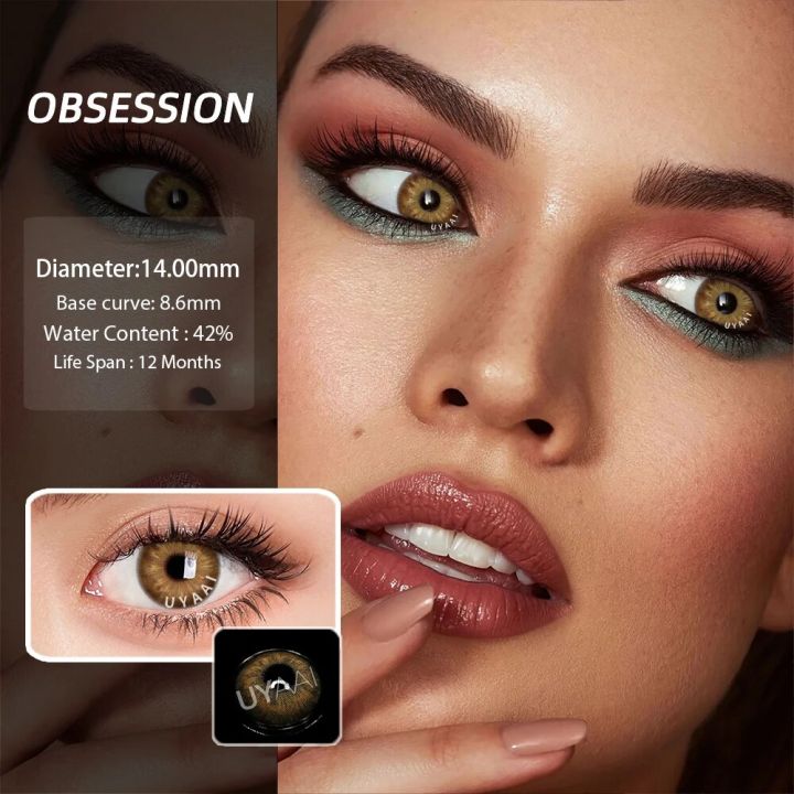 【HOT】 UYAAI Natural Eye Color Lenses Color Contact Lenses For Eyes Gray Lens Colored Contact Lenses Beauty Pupils Eye Lenses
