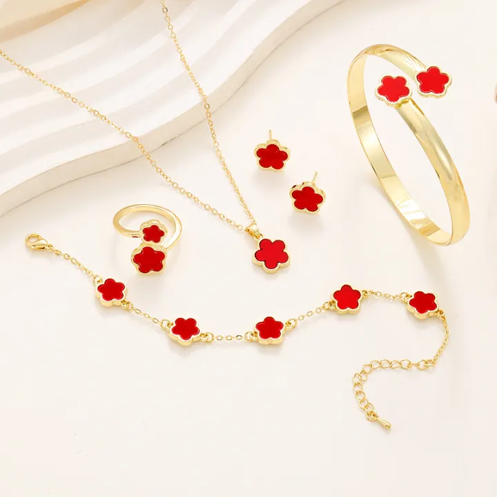 6pcs%20Jewelry%20Set,%20Brilliant%20Lucky%20Flower%20Jewelry%20Set,%20Acrylic%20Bracelet%20Bracelet,%20Clover%20Necklace,%20Ring,%20Earrings%20for%20Women%20-%20Image%203