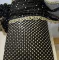 Dinero Outlet 2 Piece Unstitched Chiffon Suit with Embroidered Shirt and Dupatta - Multi Color, Heavy Sequence and Cutwork. 
