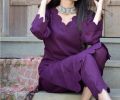 Katan Silk 2 Piece Unstitched Suit Plain Shirt & Trouser-New Design Trendy Suit For Women & Girls. 