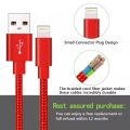 Lightning Cable 2A Fast Charging Cable for iphone – QC 3.0 High Nylon Braided Data Cable for Apple/iphone Devices - 1 Meter / Heavy Duty Metal Braided Lightning USB Charger Cable Fast Charging Cord compatible with iPhone Red. 