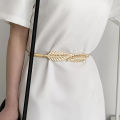 New Style Leaf Belt for Women Lady's Fashion Stretchable Alloy Leaf Waist Belt Waistband for Girls Elasticated Adjustable Size Leaf Belt for Girls. 