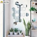 Gift City Presents Silver Acrylic Hexagon Mirror Wall Sticker Sets, 3D Wall Stickers, DIY Geometric Removable Acrylik Mirror Wall Decal, Personalized Art Hexagonal Mirror for Home Living Room Bedroom Decoration. 