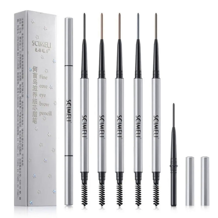 Eyebrow Pencil Women Professional Micro Brow Pencil with Spoolie Brush Dual-Ended Pencil Longwearing Waterproof Eyebrow Pencil
