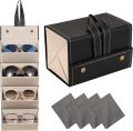 4 | 5 | 6 Slots Leather Sunglasses Case Portable Sunglasses Organizer Travel Eyeglasses Holder Storage for Women Men. 
