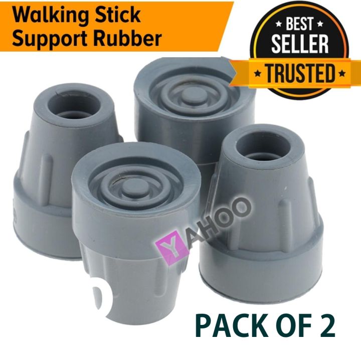 Pack of 2 Durable Replacement Walking Stick Rubber/Cane Tips, Extra Stability, Non-Slip Grip