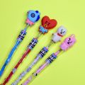 4 x BTS / BT21 pencils - Fancy Lead Bullet Push (sika) Pencil For Kids (Girls and Boys). 