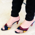 Multicolor velvet heel sandal for women/For formal and casual wear. 