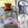 Newborn Swaddle Blanket wrapping Warm Knitted Wool Crochet Sleeping Bag Button Knitted Stroller Wrapped Baby Blanket Sleeping Bag. 