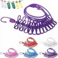 Clothesline Rope Elastic Cloth Drying Hanging Rope with 12 Clips and 2 Hooks Travel Clothesline Hanging Laundry Drying Rope 180CM. 
