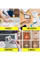 DOLPHINIX - Mini Printer With Thermal Paper  Rolls and  Sticker Roll | Inkless Bluetooth Portable Photo Printing 57mm for Android IOS with Adhesive Label Thermal Papers , Mini Printer for mobile , Printer Small Mini , Mini printer For mobile photo. 