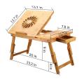 Laptop Desk Nnewvante Adjustable Laptop Desk Table 100% Bamboo with USB Fan Foldable Breakfast Serving Bed Tray w' Drawer (F). 