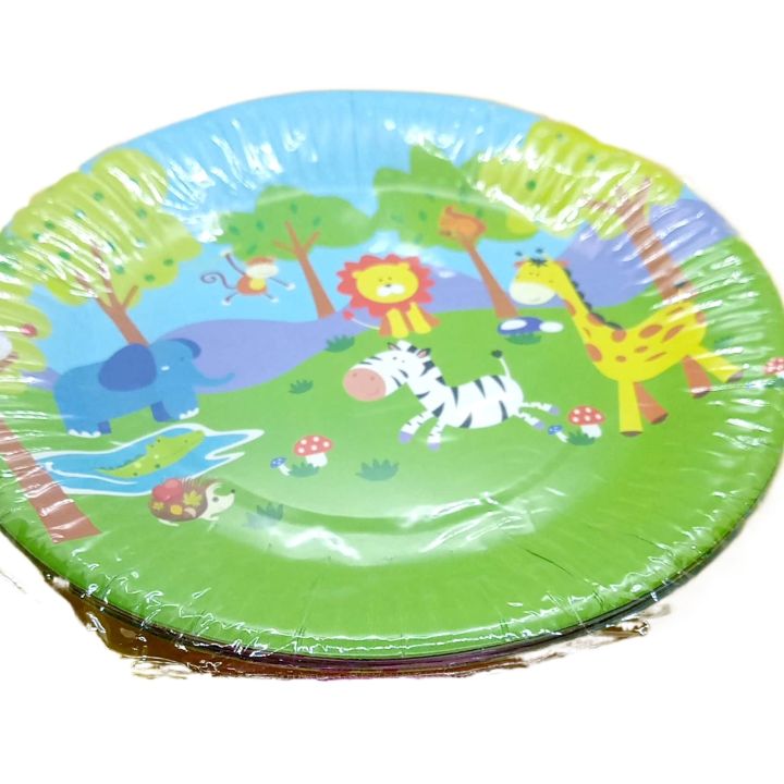 10pcs Pack of Jungle Theme Plates for Birthday Party Décor