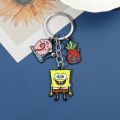 Iruriuiyt Spongebob Squarepants Metal Keychain Necklace Set Gary the Snail Pineapple House Enamel Pendant Key Chain Car Keyholder for Men. 