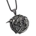 Vintage Gothic Fashion Witch wizard Pendant Necklace Wolf Head Bird Shape Geralt Animal Collar Chain Punk Bijouteries For Men. 