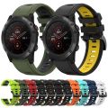 For Garmin Fenix 5X Plus 26mm Two-Color Sports Silicone Watch Band. 