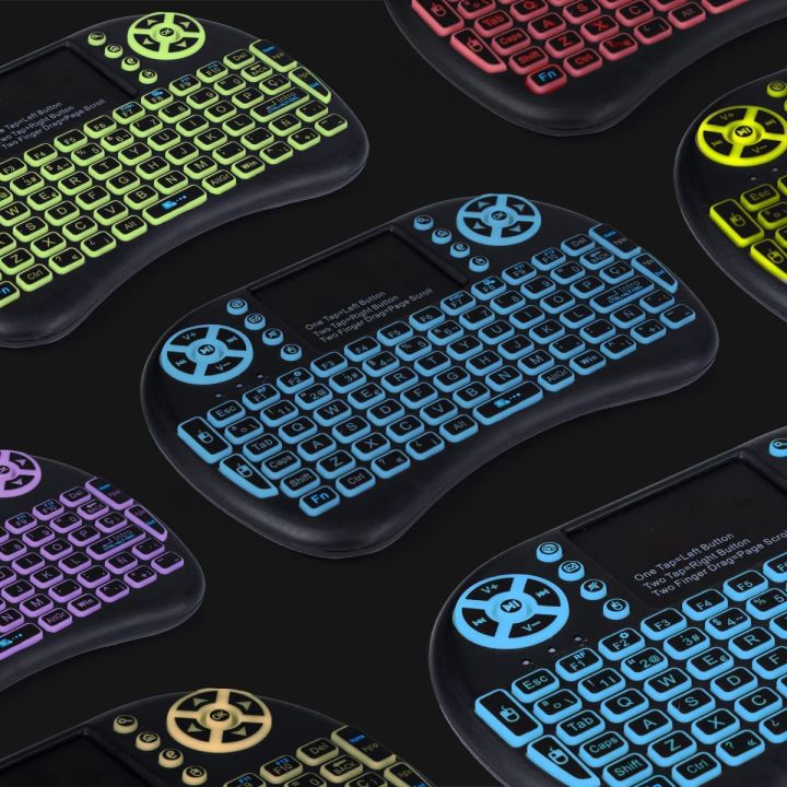 Wireless Mini Bluetooth Keyboard With Dongle 3 Color RGB Backlit Rechargeable Controller with Touchpad Mouse Combo, Compatible with IPTV, HTPC, Remote Control Access Smart TV, Android TV Box, and PC with lion battery