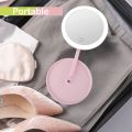 Pink LED Light Makeup Mirror Re-chargeable Vanity Mirror with Detachable Storage Tray 3 Level of Brightness Touch Screen. 