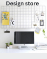 White Metal Mesh Grid Panel Photo Wall Decor 65cm x 45cm with 4 Mounting Clips for Photos and Pictures Storage. 