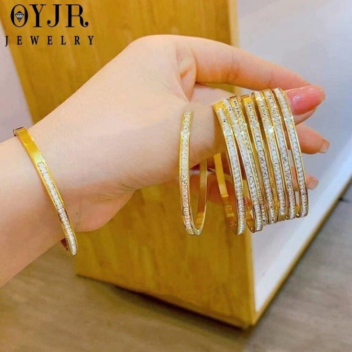 OYJR Diamond Bangle Stainless Steel Non Fade Gelang Tangan Perempuan Jewelry Accessories Bracelet