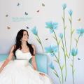 Blue lily flower Romantic weding bedroom wall sticker Entrance TV sofa background Decorative Wall Stickers SK9029. 