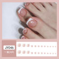 SUMMER JZJ 24 pcs Nail Art Patch Glitter Powder Simple White Edge French Toenail Fake Nail Patch Foot Wear Nails. 